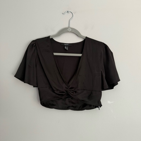 Forever 21 Black Crop Blouse - Picture 1 of 3